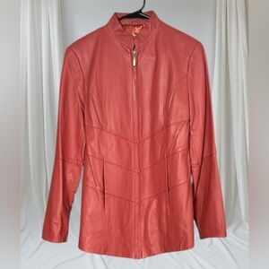 PamelaMcCoy Genuine Leather Deep Pink/pearlized coral color